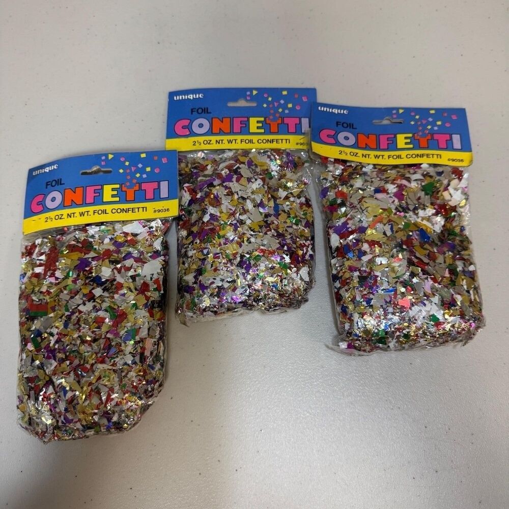 NWT Colorful Foil Confetti 3 Bags 2.5 oz Rainbow Metallic Table Party Decoration